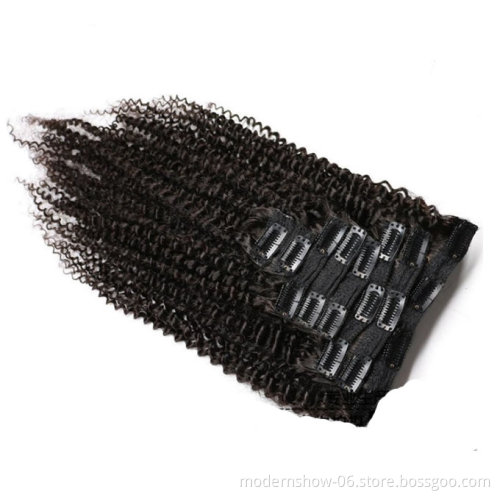 Wholesale Double wefted Remy Human Hair 8 Pieces Seamless Clip In Human Hair Extension For Black and White Women